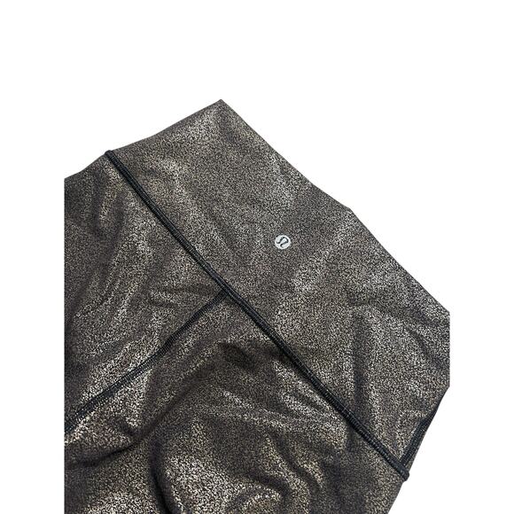 Lululemon Wunder Under High Rise Leggings Size 6 Black Gold Foil Speckle Sparkle - Picture 9 of 13